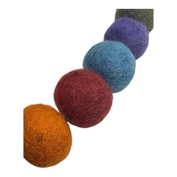 RISING TIDE Purple Hand Stitch Round Wool Felt Ball Bag Boho Artsy Hippie Nepal - Picture 8 of 14